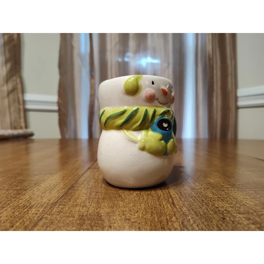 Snowman Coffee‎ Mug Christmas Tree Scented Candle Handmade 14 oz Christmas A57
